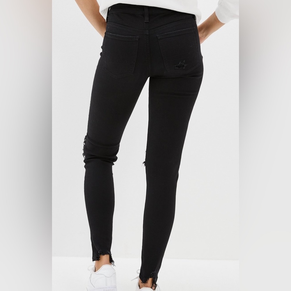AE low rise black ripped jeggings